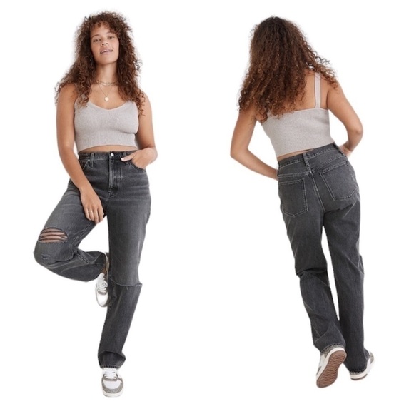 Madewell Baggy Straight Jeans in Cavell Wash: Ripped - Picture 1 of 13
